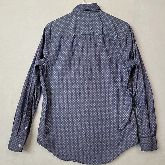 Perry Ellis Mens Long Sleeve Button Up Shirt Blue Stripes Squiggles Size Small - Picture 5 of 10
